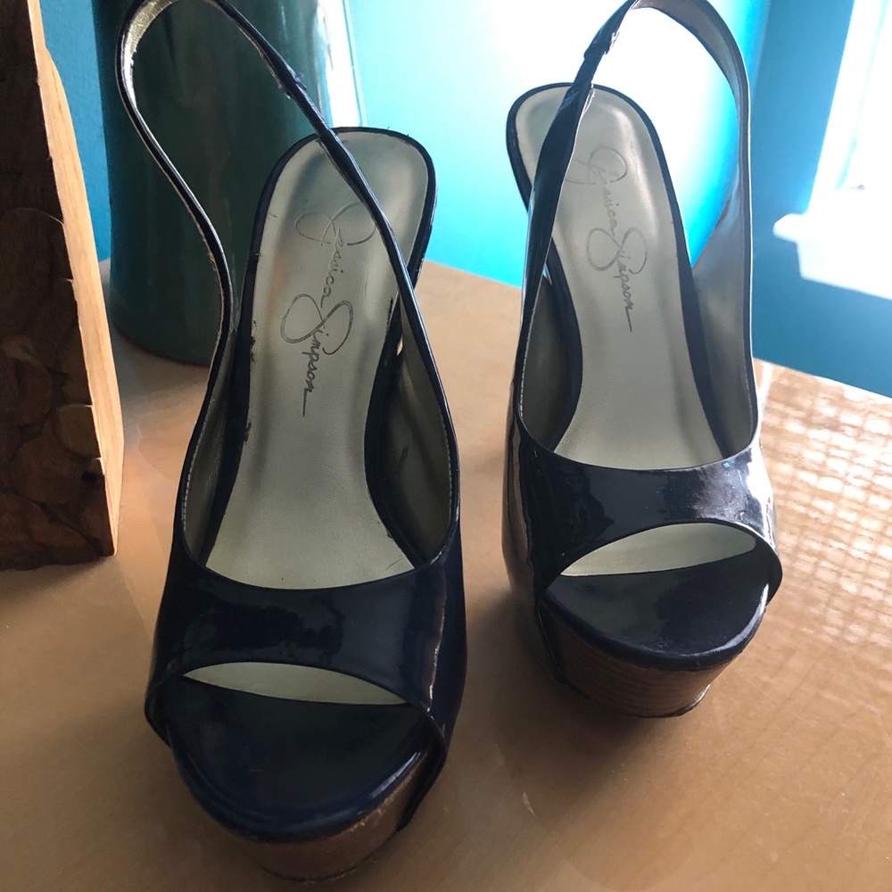 Jessica Simpson sling back Navy blue shoes